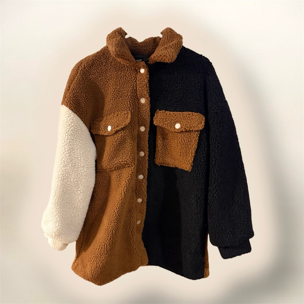 NWOT SHEIN Colorblock Sherpa Jacket